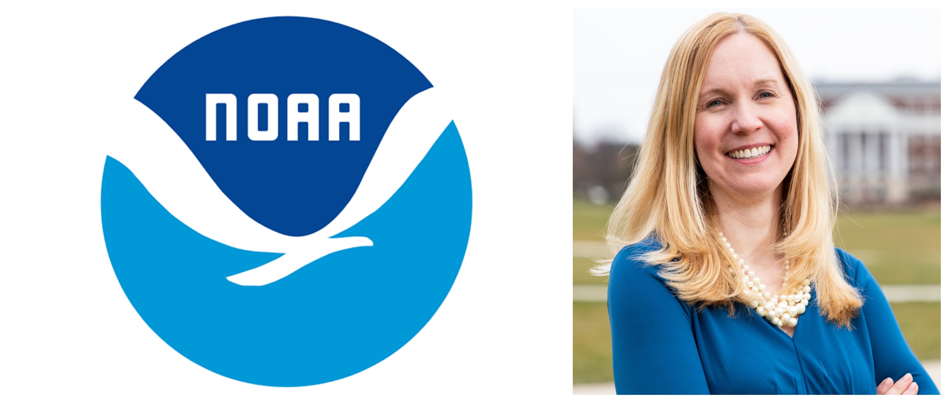 NOAA Logo and Headshot of Dr. Liu